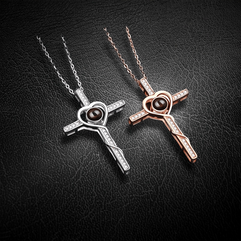 Customized Projection Copper Necklace Love Cross Pendant